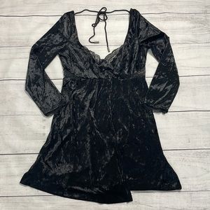 Free People Black Velvet KAT Mini Dress